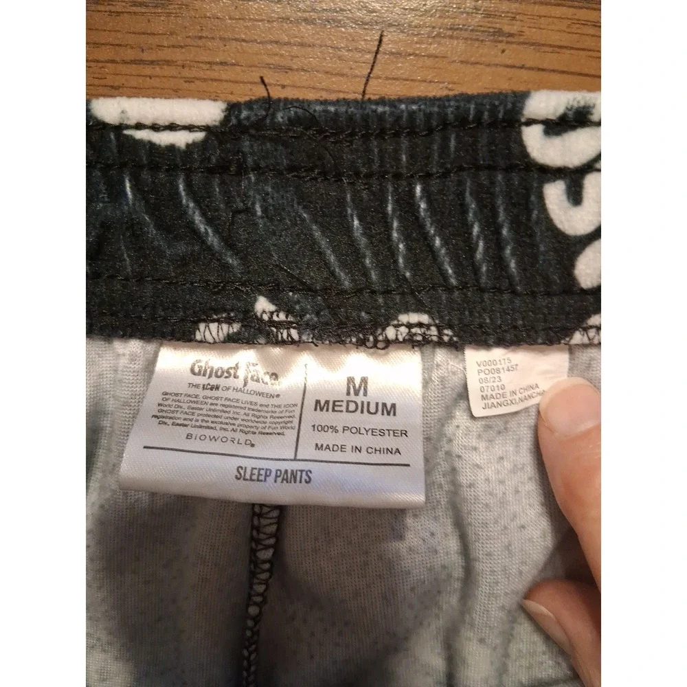 Ghost Face Men's Pajama Pants M Black Graphic Print Scream Drawstring Elastic